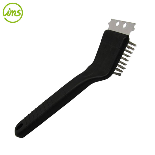 short bbq brass grill brush with scraper | heavy-duty cleaning tool